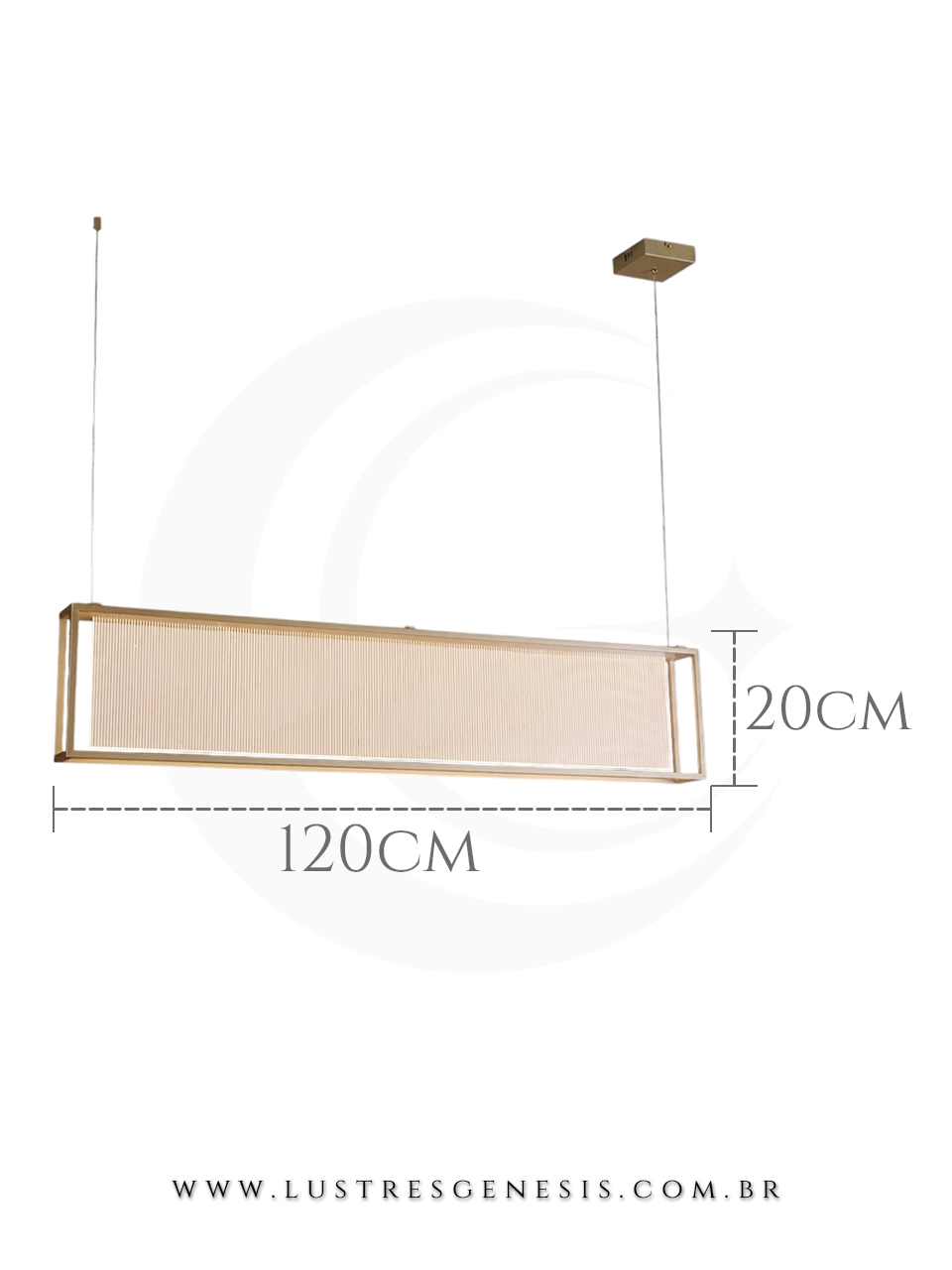 Lustre pendente moderno de LED dourado Catta 120cm, com design ondulado, ideal para sala de jantar, escrit&oacute;rios, apartamentos e sala de estar.
